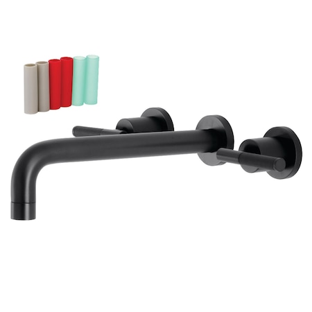 Kingston Brass KS8020CKL Two-Handle Wall Mount Tub Faucet, Matte Black KS8020CKL